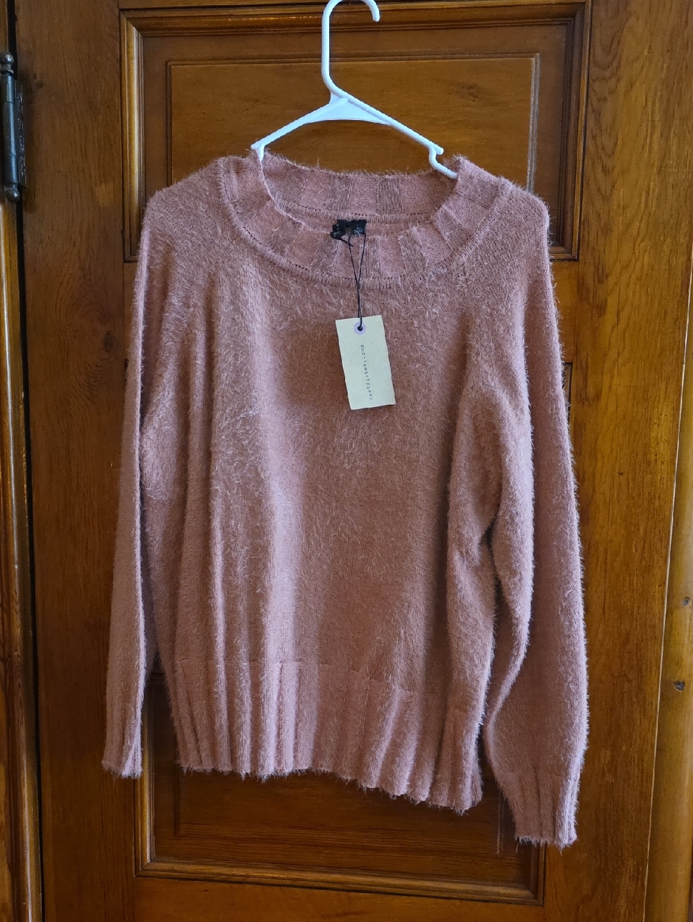 knot sisters Dusty Rose Fuzzy Crewneck Sweater